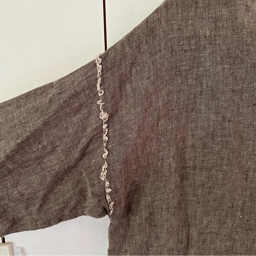 Match Point Linen Top Oversized Lagenlook Sz M Brown/Tan Lagenlook Minimalist - Picture 5 of 8